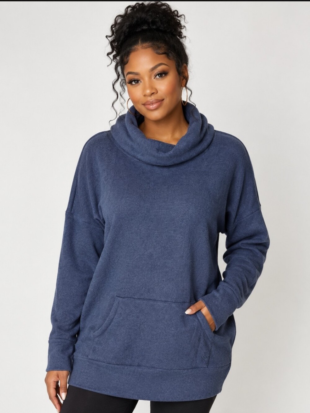 Cuddl Duds Cozy Navy Cowl Neck Pullover